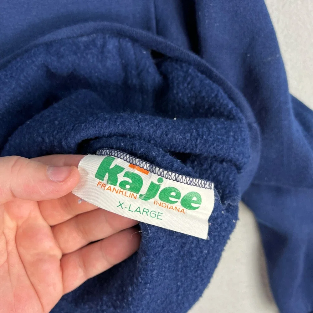 VTG Kajee Blank‎ Hoodie Fits Large 1990s Sweatshirt Franklin Indiana Blue USA
